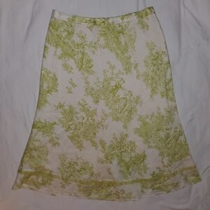 EUC Coldwater Creek Linen Blend Midi Skirt With Lace Detail Size 16